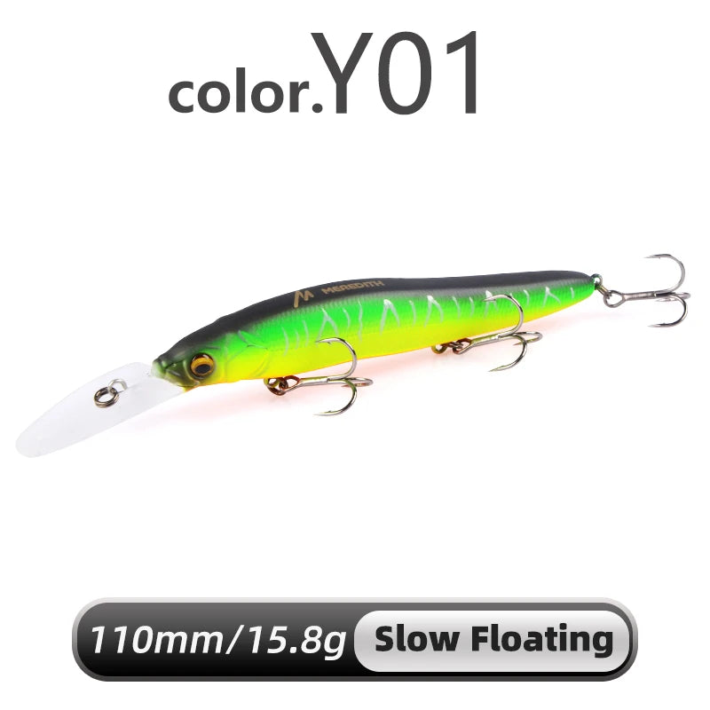 MEREDITH Slow Sinking Minnow Crankbait 0-3.0m
