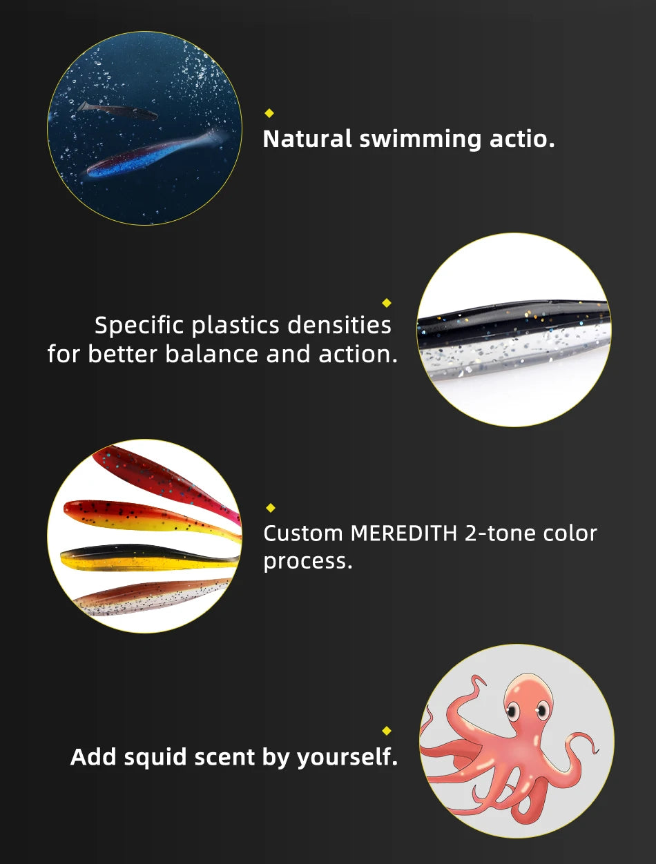 MEREDITH Easy Shiner Blasting Tail Soft Swimbaits