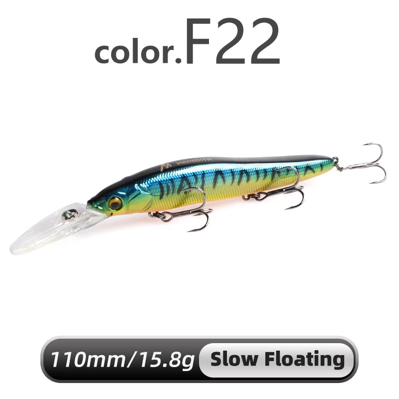 MEREDITH Slow Sinking Minnow Crankbait 0-3.0m