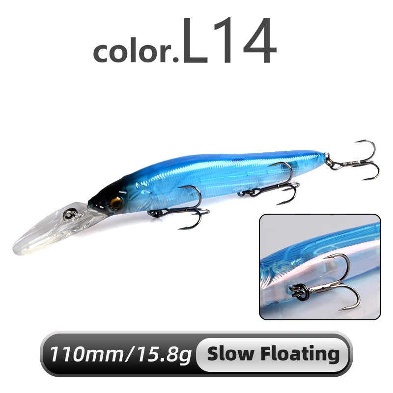 MEREDITH Slow Sinking Minnow Crankbait 0-3.0m