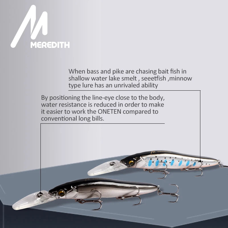 MEREDITH Slow Sinking Minnow Crankbait 0-3.0m