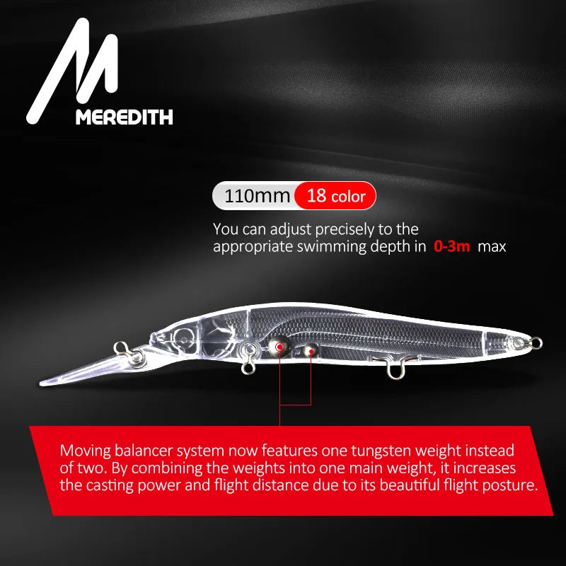 MEREDITH Slow Sinking Minnow Crankbait 0-3.0m