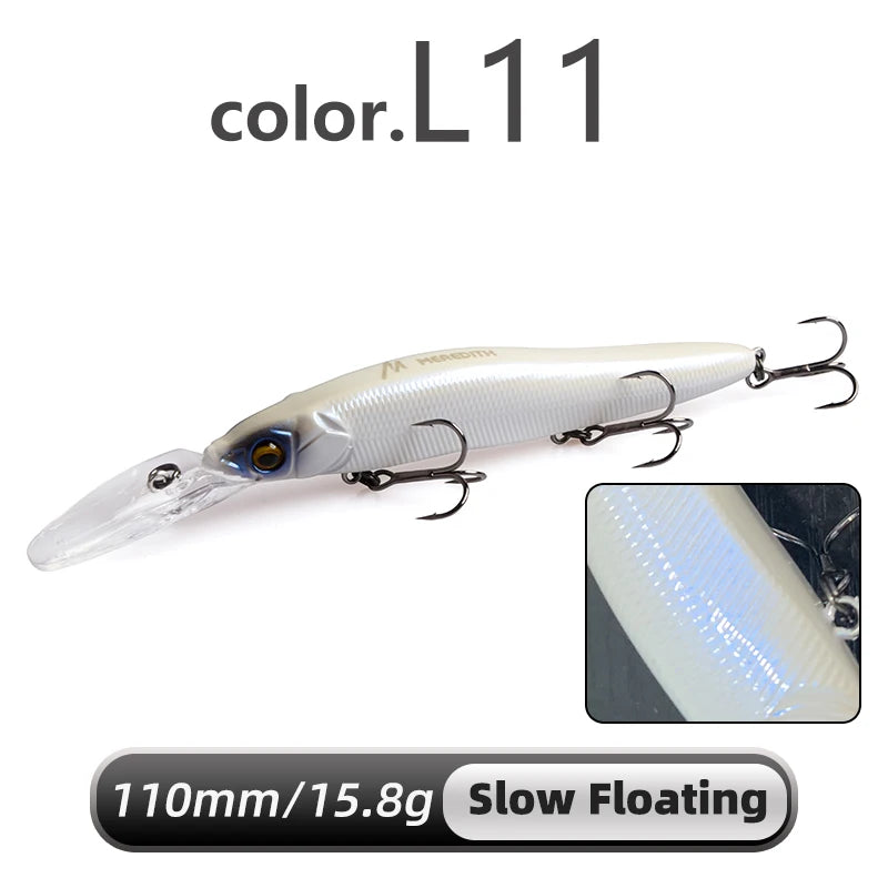 MEREDITH Slow Sinking Minnow Crankbait 0-3.0m
