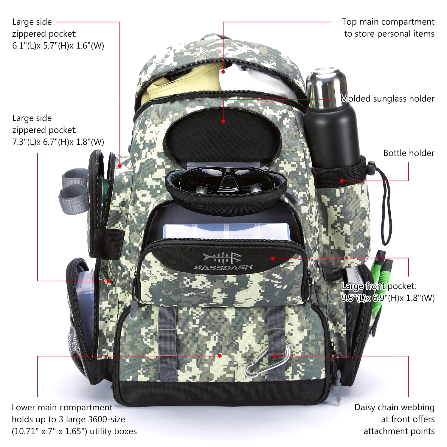 BASSDASH Fishing Tackle Bag