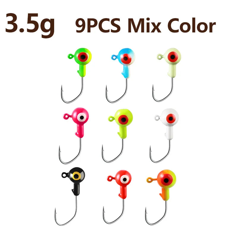 Colored Jig Heads (9pcs)