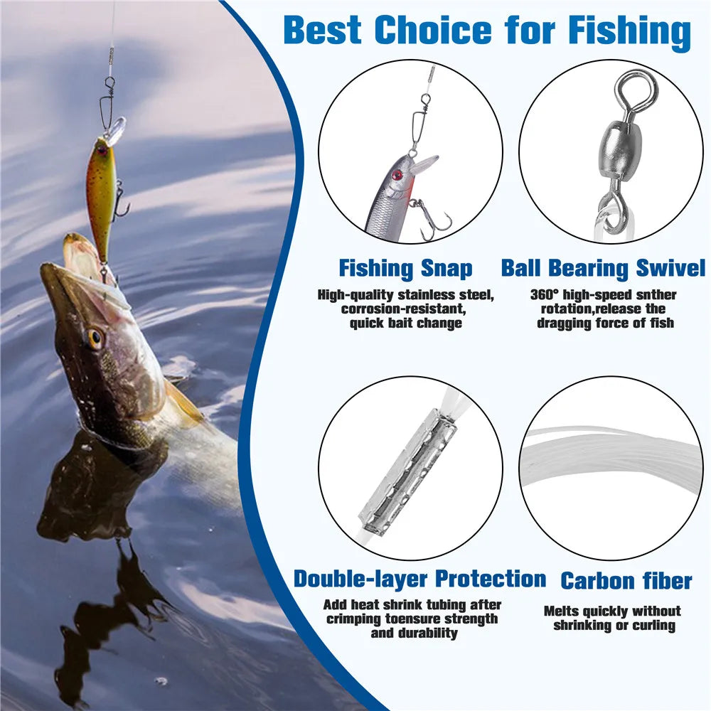 Fluorocarbon Fishing Line Leader with Snap Swivel