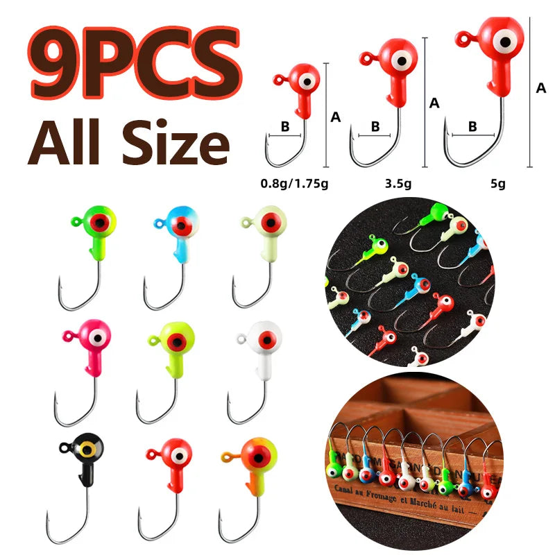 Colored Jig Heads (9pcs)