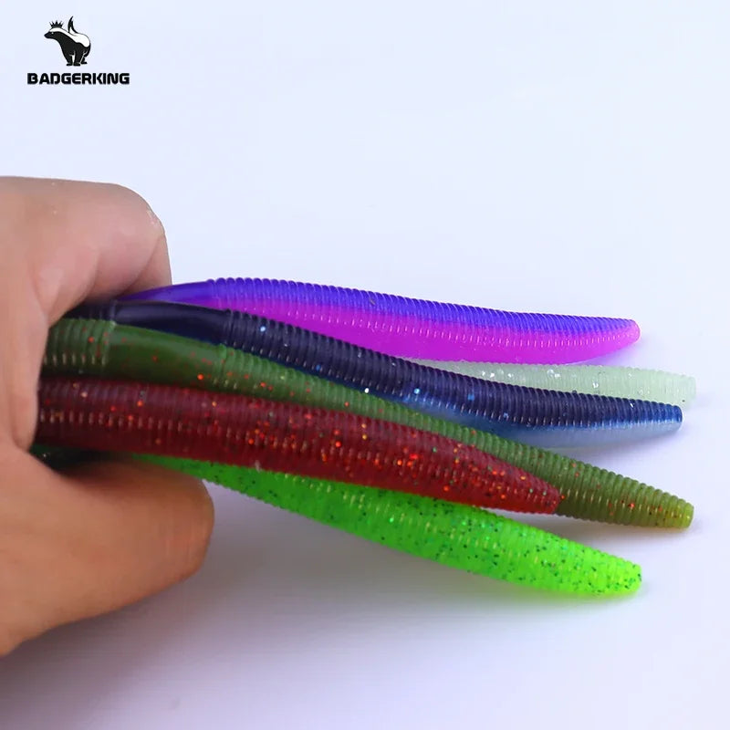BADGERKING Colored Worm Soft Plastics