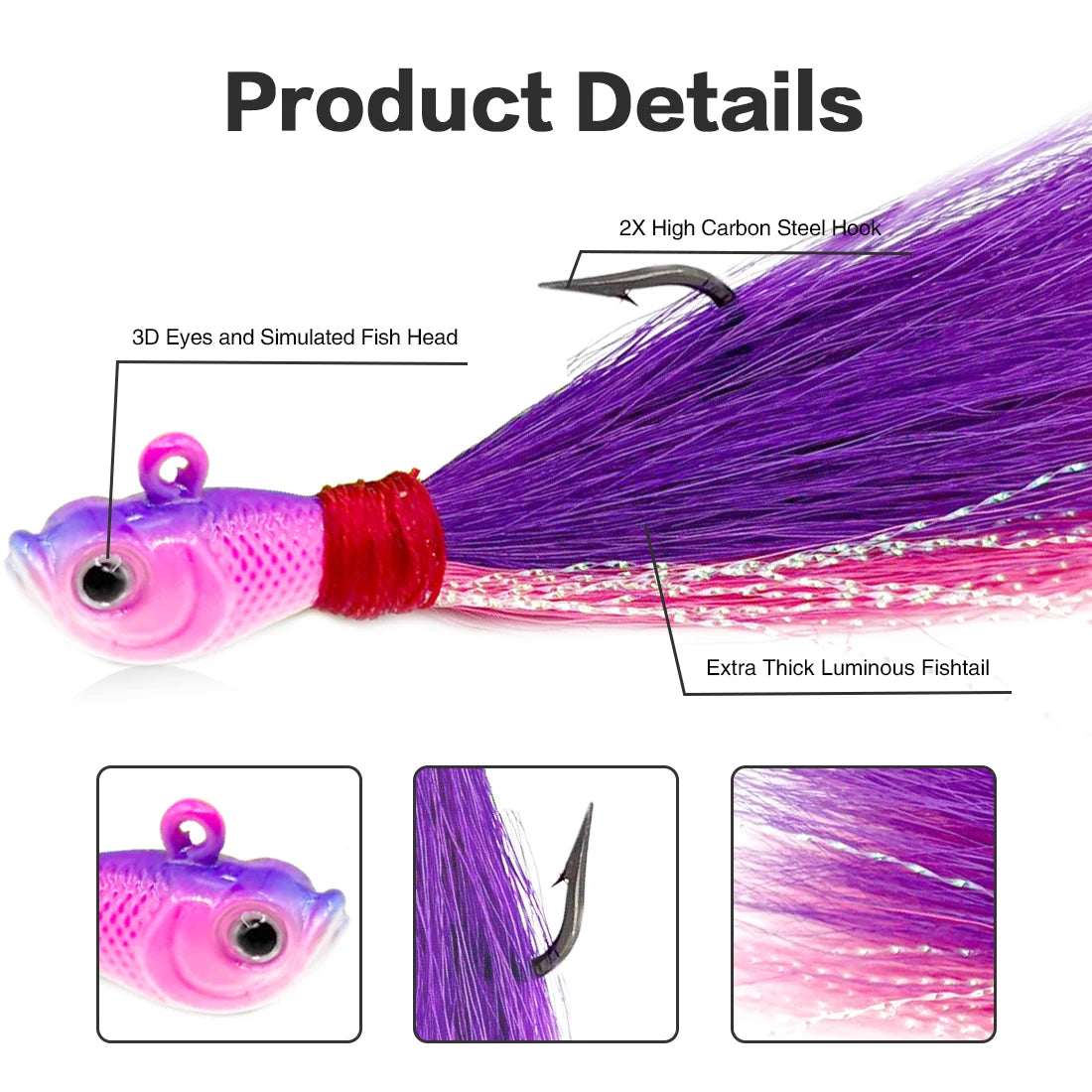 9KM DWLIFE Feathered Jig Head (3pcs)