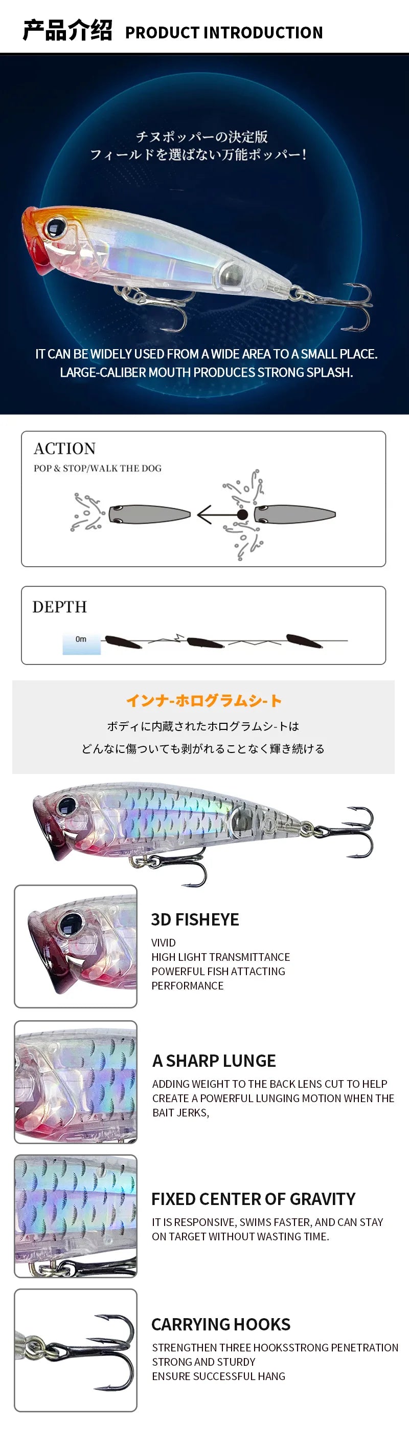 EVLUREEV Popper TopWater 7cm