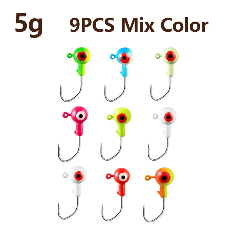 Colored Jig Heads (9pcs)