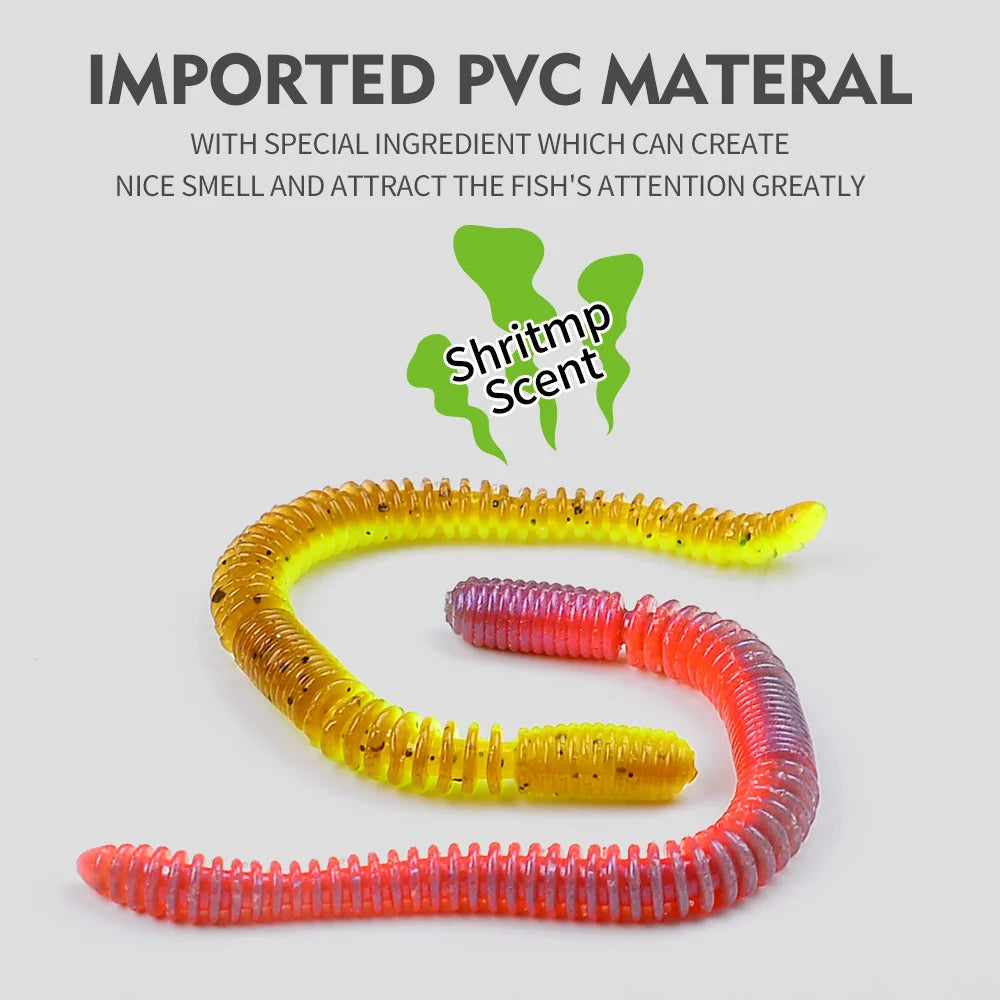 PROBEROS Colored Earthworm Soft Bait 10pcs