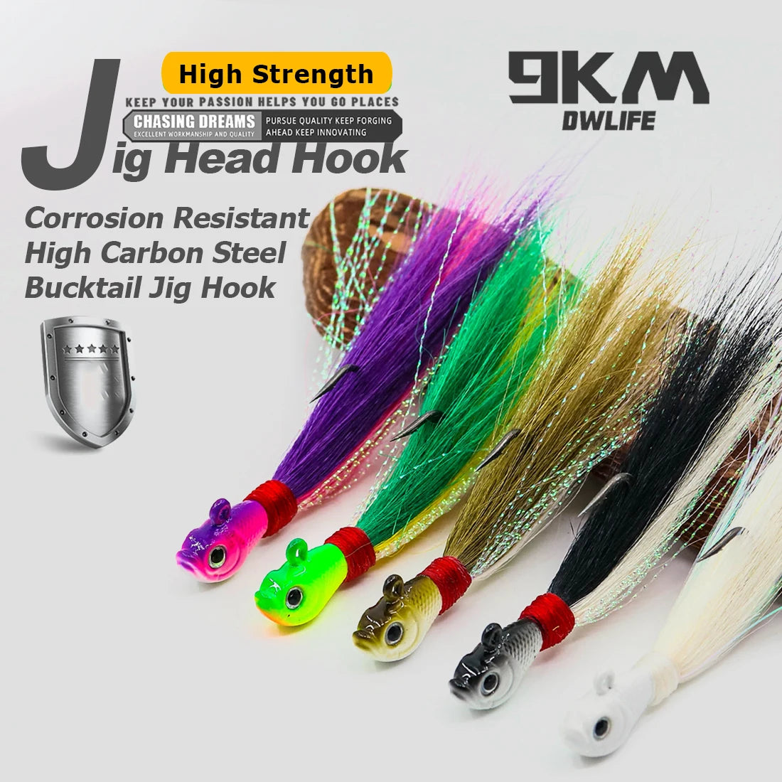 9KM DWLIFE Feathered Jig Head (3pcs)