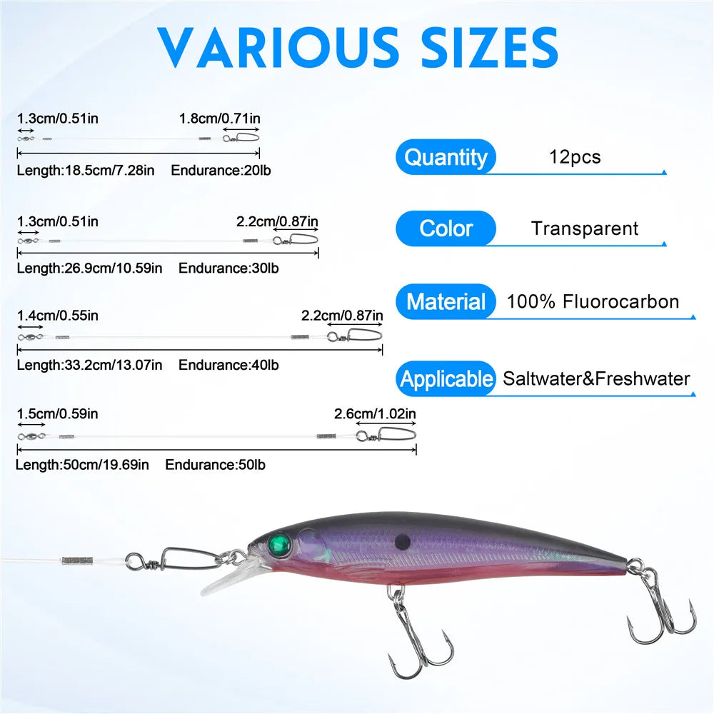 JSHANMEI Fluorocarbon Fishing Line Leaders
