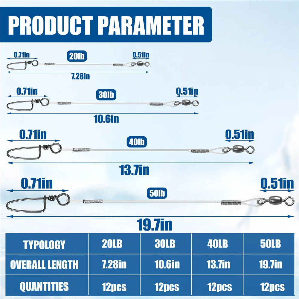 Fluorocarbon Fishing Line Leader with Snap Swivel