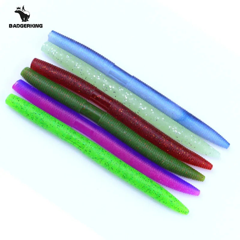 BADGERKING Colored Worm Soft Plastics