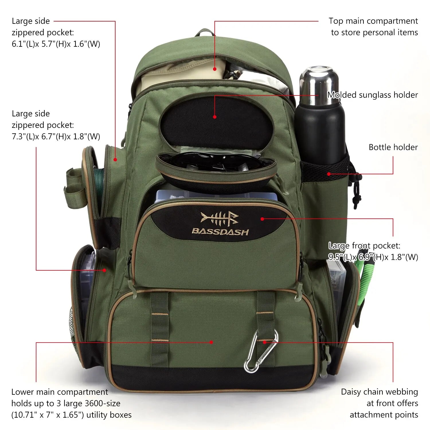 BASSDASH Fishing Tackle Bag