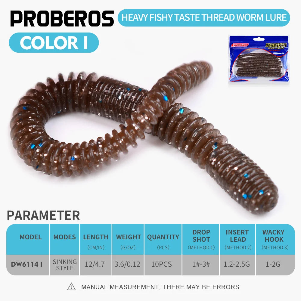 PROBEROS Colored Earthworm Soft Bait 10pcs