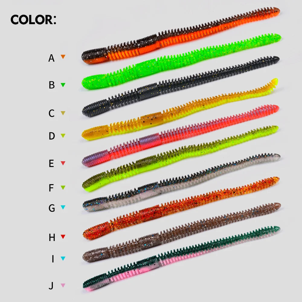 PROBEROS Colored Earthworm Soft Bait 10pcs