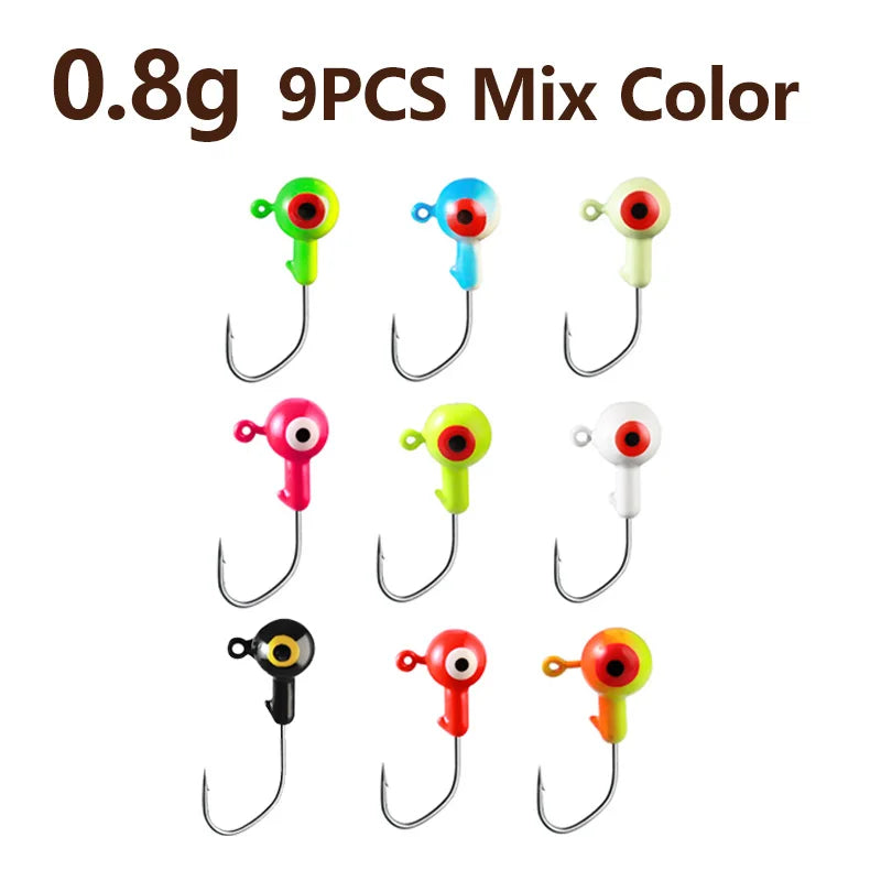 Colored Jig Heads (9pcs)