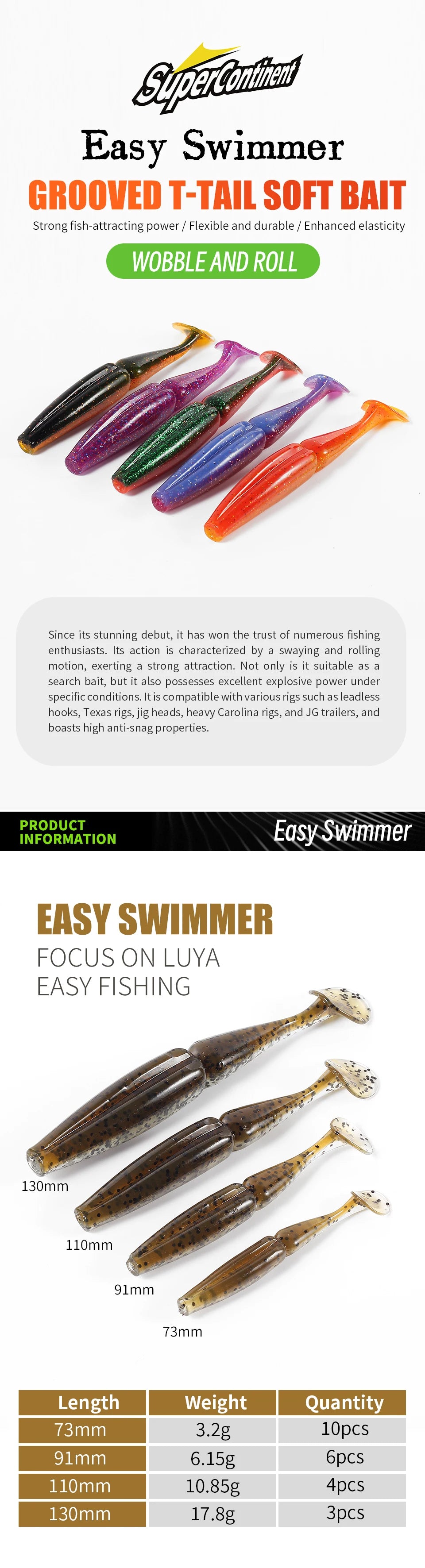 SUPERCONTINENT Soft Colored Swimbait