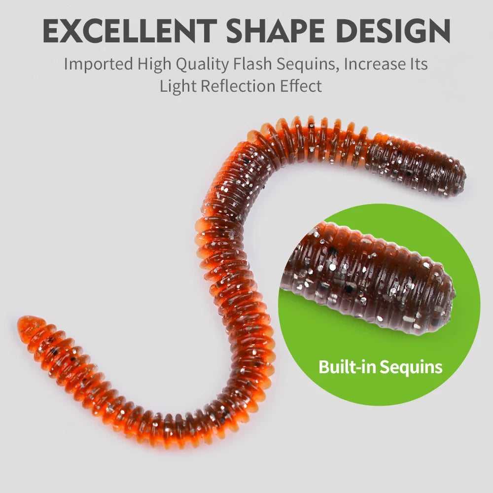 PROBEROS Colored Earthworm Soft Bait 10pcs